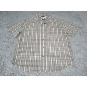 Tony Hawk Shirt Mens XL Gray White Check Button Down Casual Short Sleeve